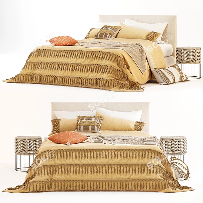 Flber Duvet Bed - High-Quality Unwrapped Model with V-Ray 3D model image 2