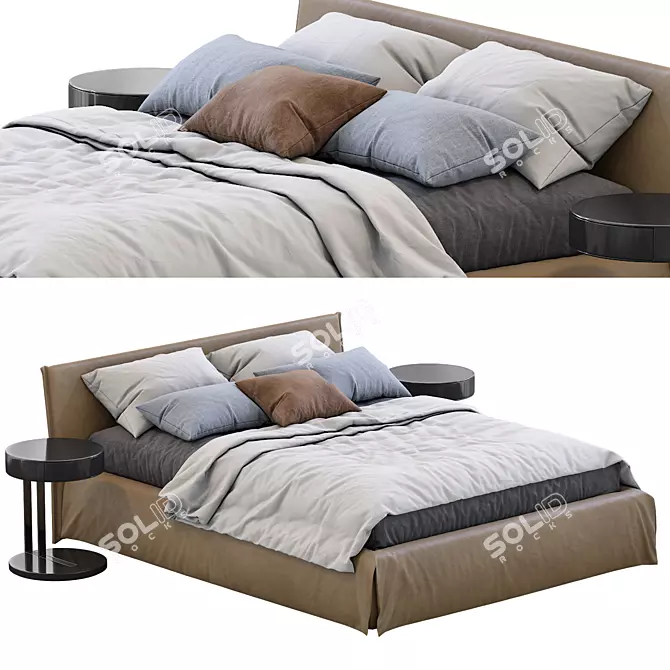 Meridiani Leather Bed: Fox Design 3D model image 1