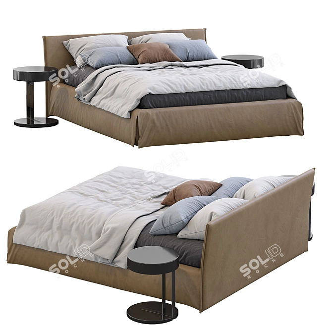 Meridiani Leather Bed: Fox Design 3D model image 3