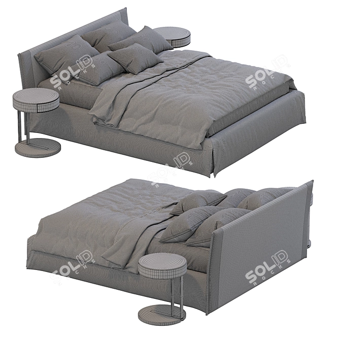 Meridiani Leather Bed: Fox Design 3D model image 5