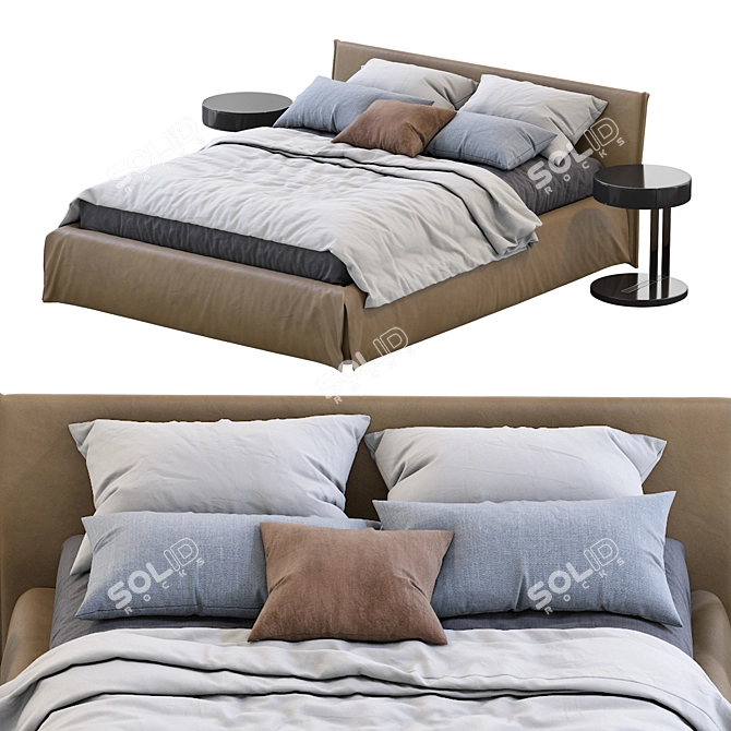 Meridiani Leather Bed: Fox Design 3D model image 7