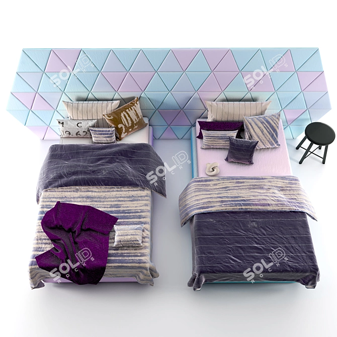 Sleek Bed Light Set 3D model image 2