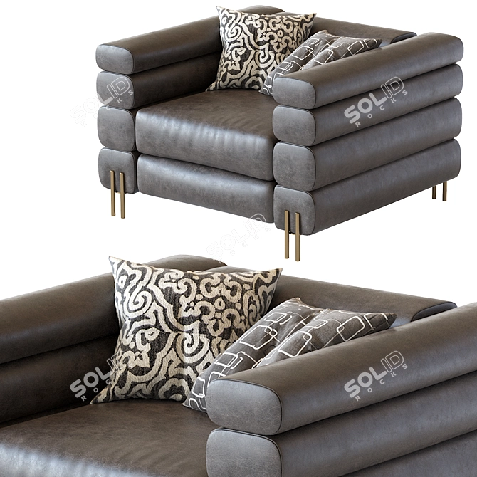 Elegant Savona Grey Velvet Chair 3D model image 2