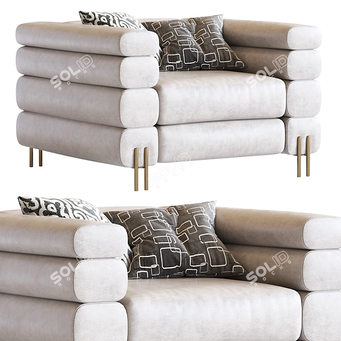 Elegant Savona Grey Velvet Chair 3D model image 4