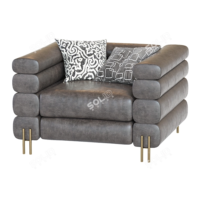 Elegant Savona Grey Velvet Chair 3D model image 5