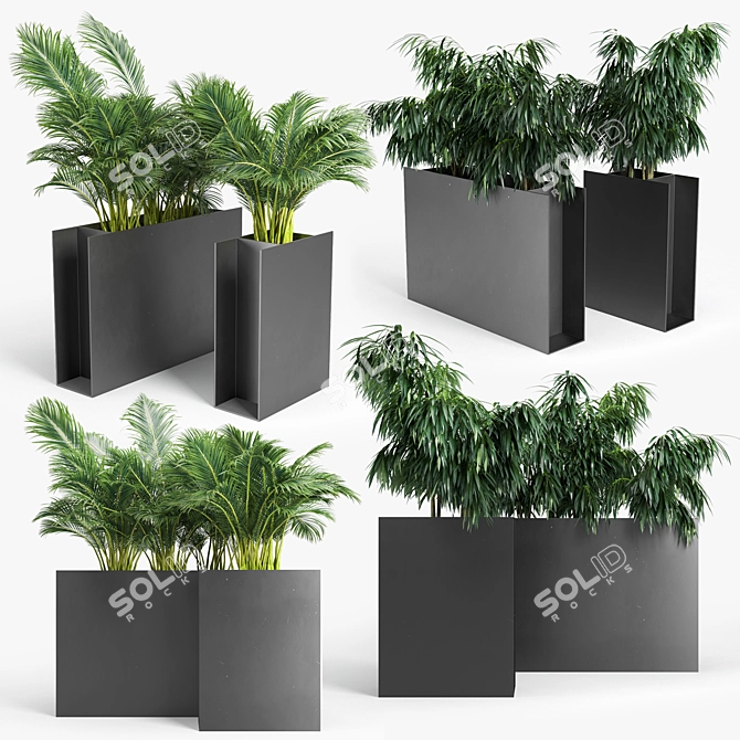 Sleek Sotomon Planter with Trellis 3D model image 1