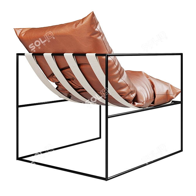 Rustic Leather Sierra Chair 3D model image 2