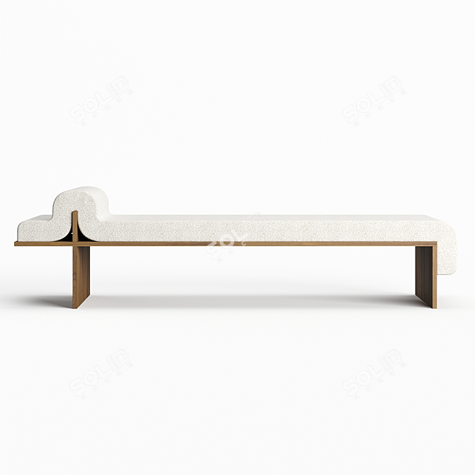 Cozy Wood Frame Daybed 3D model image 3