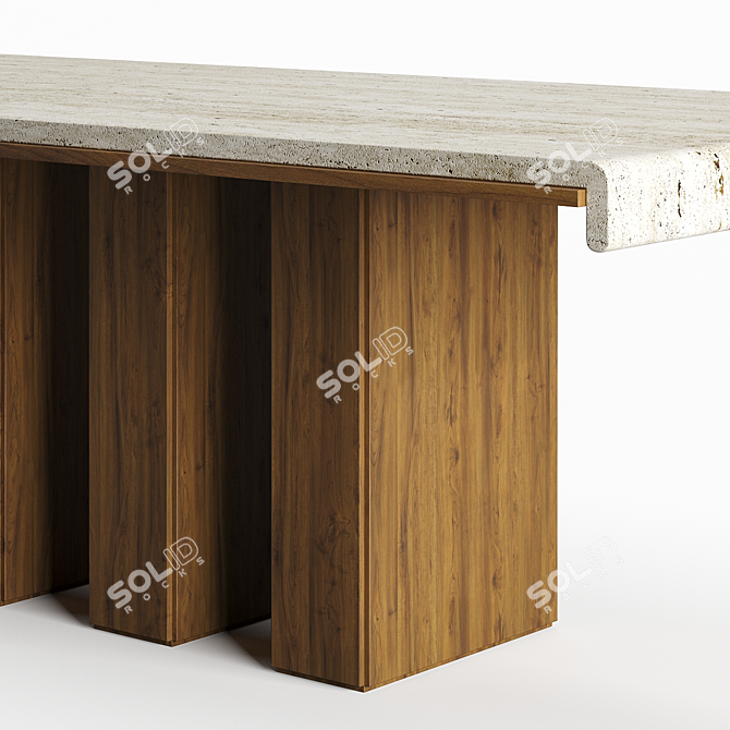 Travertine Draped Wood Dining Table 3D model image 4