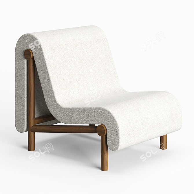 Cozy Wood Lounge Chair 3D model image 1