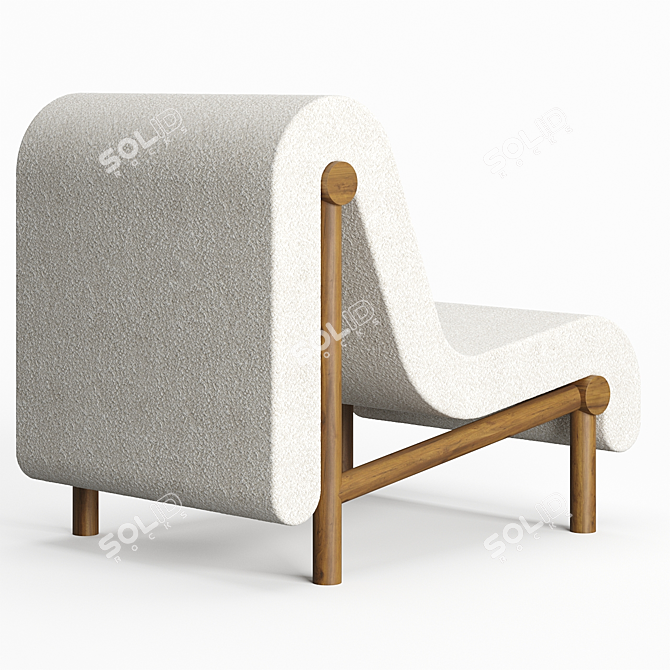 Cozy Wood Lounge Chair 3D model image 3