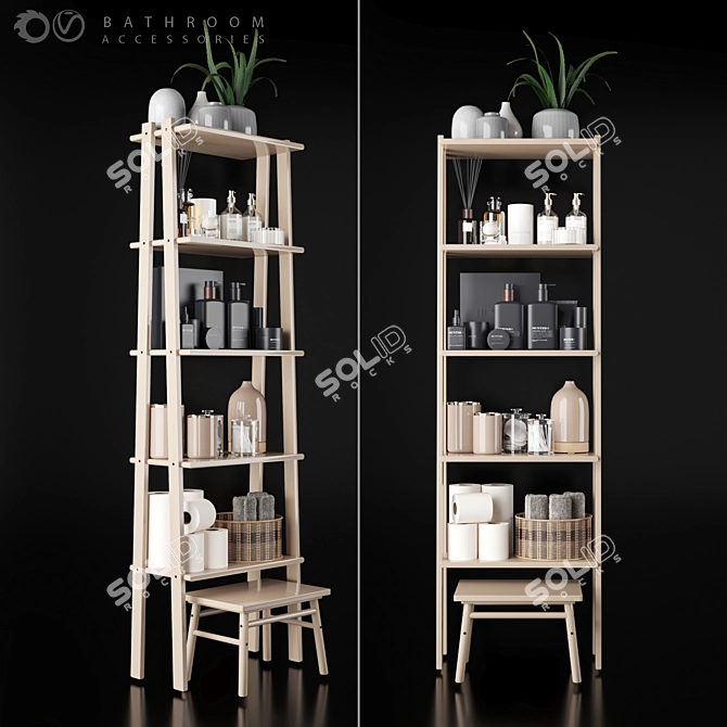 Modern Bathroom Accessories Set 3D model image 1