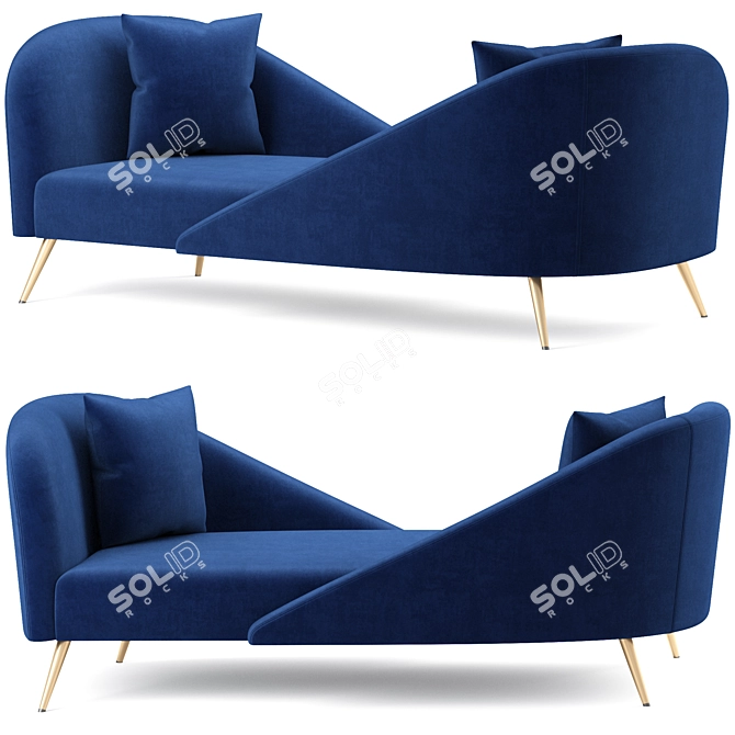 Luxury Nolan Velvet Chaise Lounge 3D model image 1