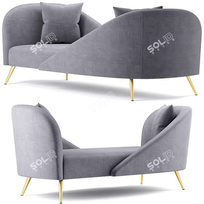 Luxury Nolan Velvet Chaise Lounge 3D model image 2