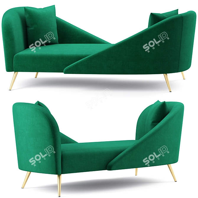 Luxury Nolan Velvet Chaise Lounge 3D model image 3