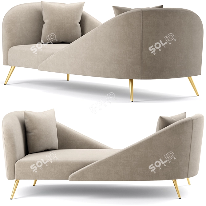 Luxury Nolan Velvet Chaise Lounge 3D model image 4