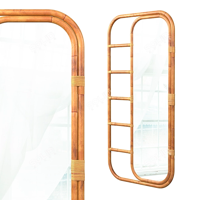  Rattan Reflection Mirror 3D model image 2