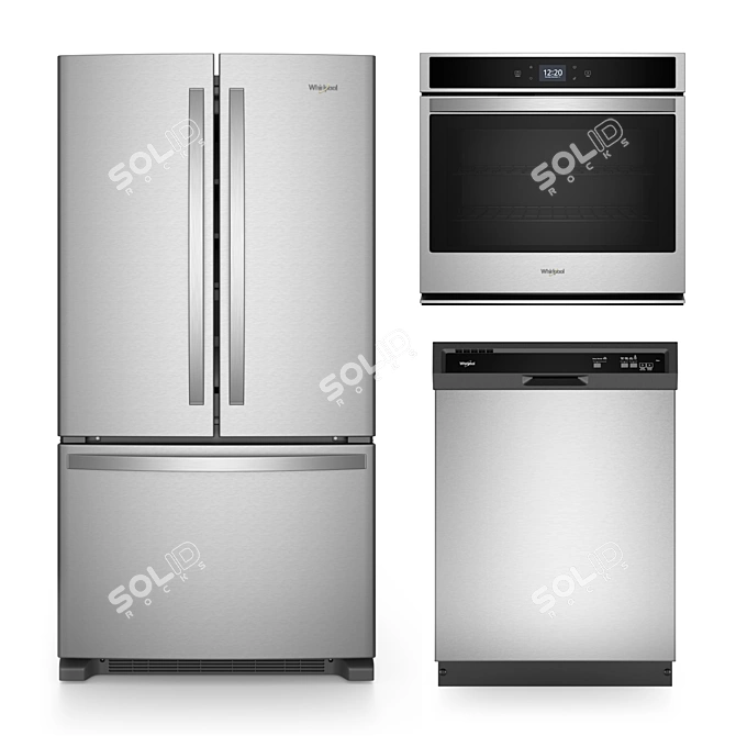 Whirlpool Kitchen Appliance Set 3D model image 1