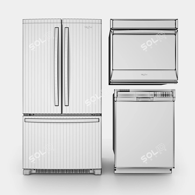 Whirlpool Kitchen Appliance Set 3D model image 5