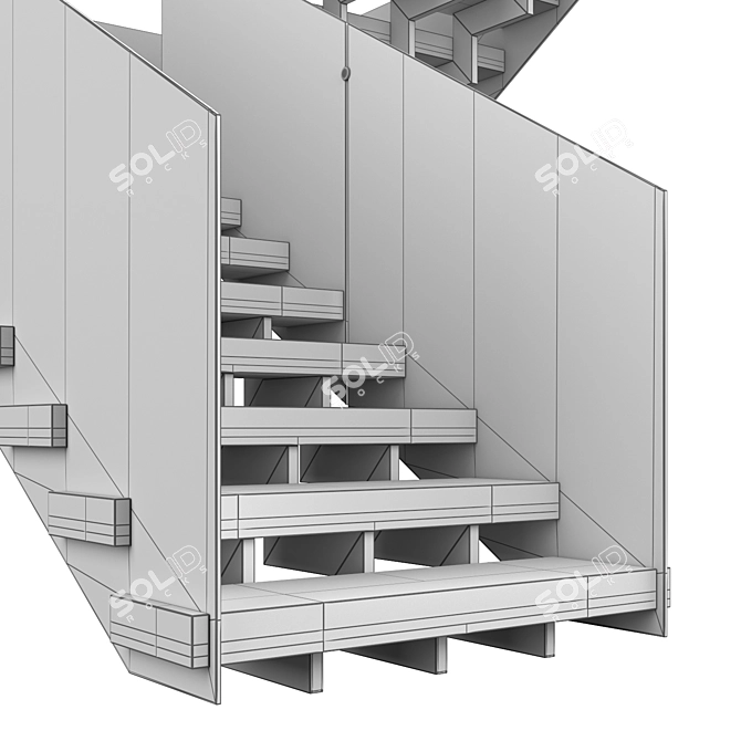 Sleek Modern Stairs 3D | Wood, Concrete, Glass 3D model image 3