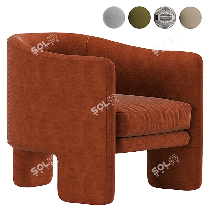 Effie Tripod Chair: Stylish and Compact Seating Solution 3D model image 1