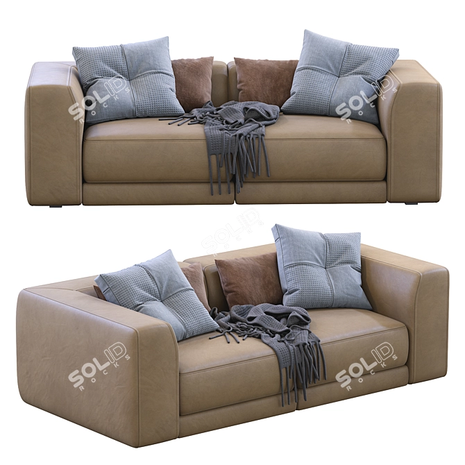 Pasha By Jesse: Stylish Leather Sofa 3D model image 1