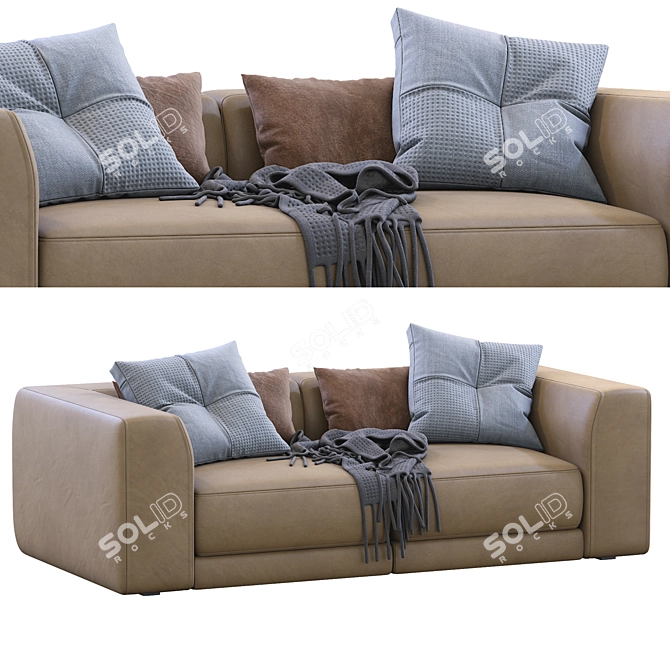 Pasha By Jesse: Stylish Leather Sofa 3D model image 2