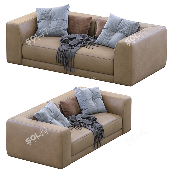 Pasha By Jesse: Stylish Leather Sofa 3D model image 6