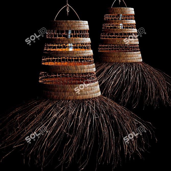 Title: Rattan Hanging Chandelier 3D model image 3