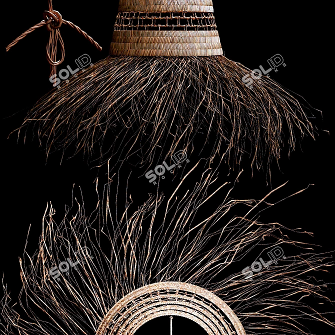 Title: Rattan Hanging Chandelier 3D model image 5