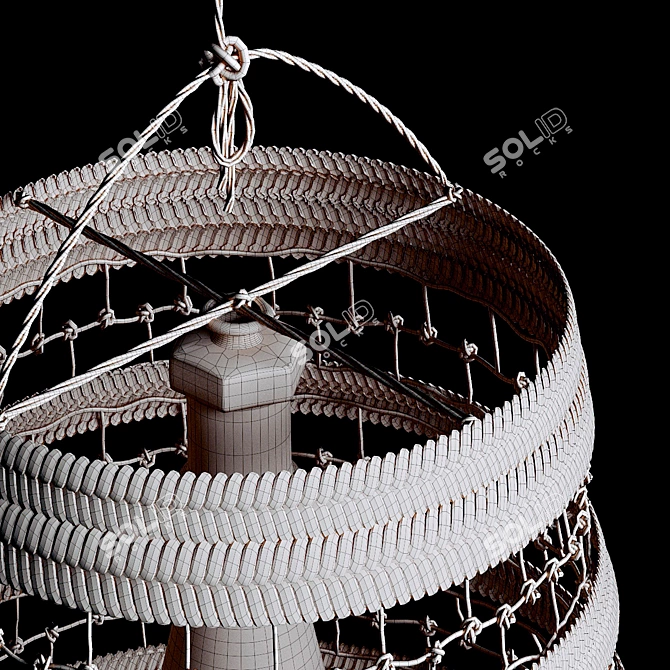 Title: Rattan Hanging Chandelier 3D model image 6
