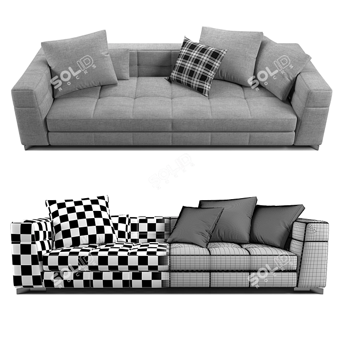 Elegant Minotti Blazer Fabric Sofa 3D model image 5