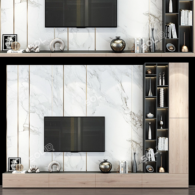 Sleek TV Shelf - 0336 3D model image 1