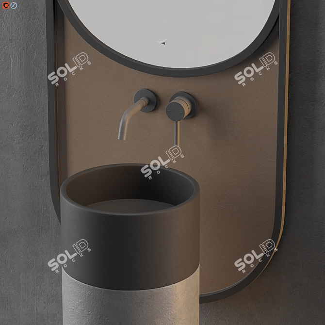 Sleek Gray Bathroom Design 3D model image 4