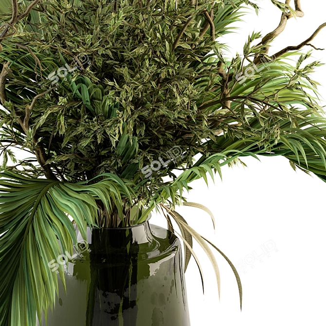 Tropical Elegance: Green Palm Bouquet 3D model image 2