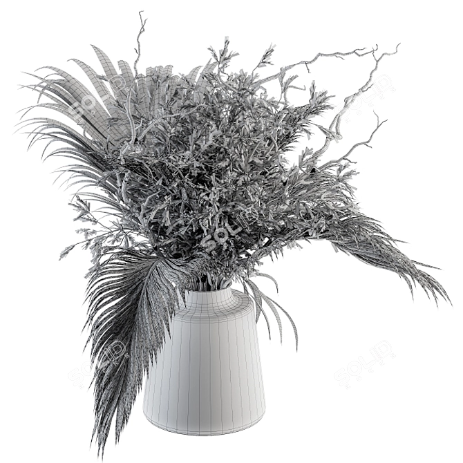Tropical Elegance: Green Palm Bouquet 3D model image 4