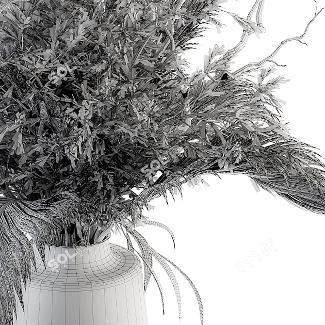 Tropical Elegance: Green Palm Bouquet 3D model image 5