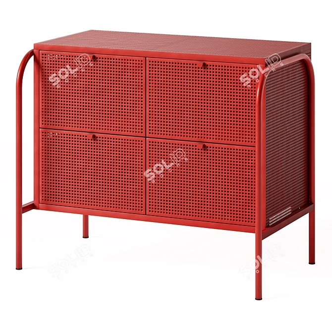 Nikkeby Red Steel 4-Drawer Dresser 3D model image 1