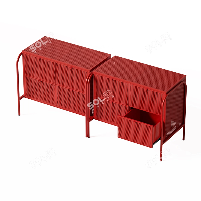Nikkeby Red Steel 4-Drawer Dresser 3D model image 4