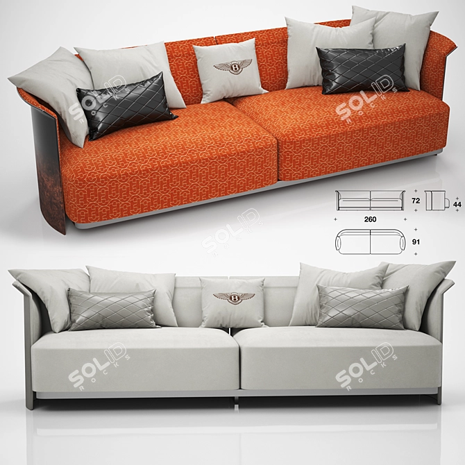 Elegant Bentley Home Ramsey Sofa 3D model image 1