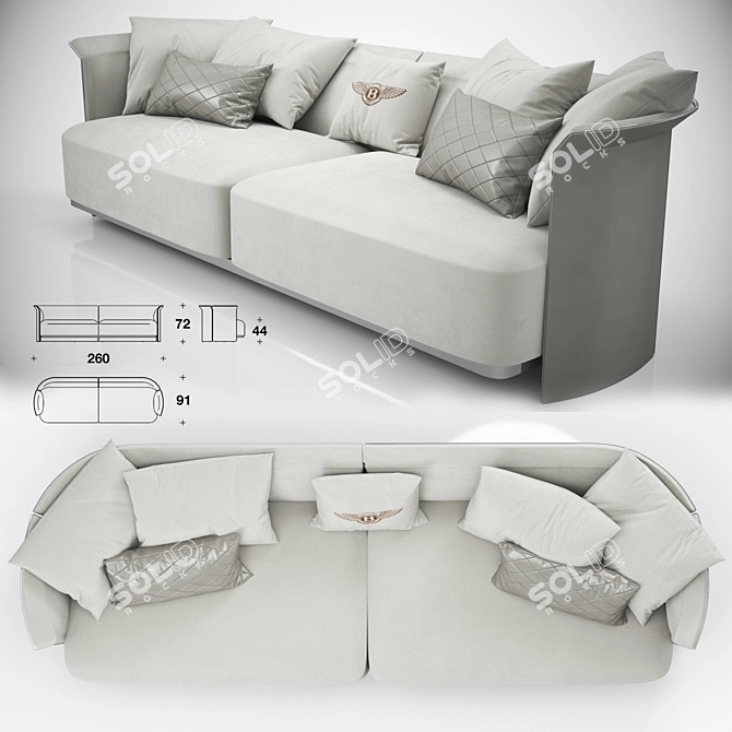 Elegant Bentley Home Ramsey Sofa 3D model image 3