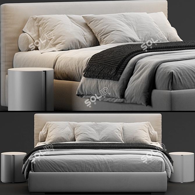 Elegant Meridiani Stone Bed 3D model image 2