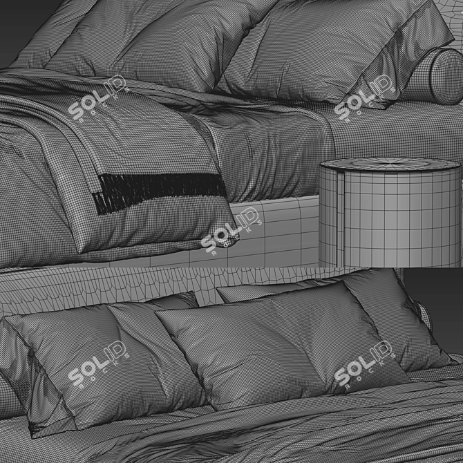 Elegant Meridiani Stone Bed 3D model image 4
