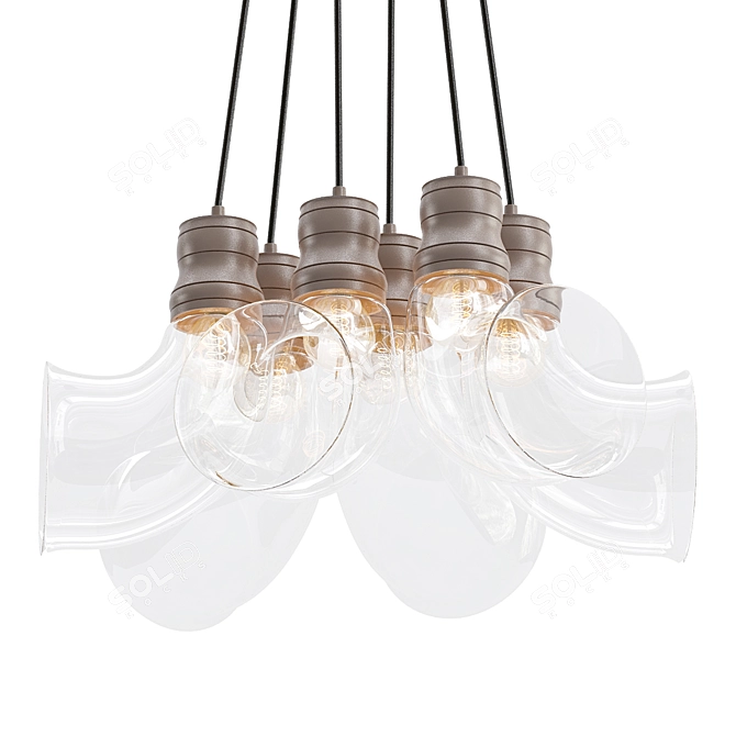 Sleek Glass Horn Pendant Light 3D model image 1