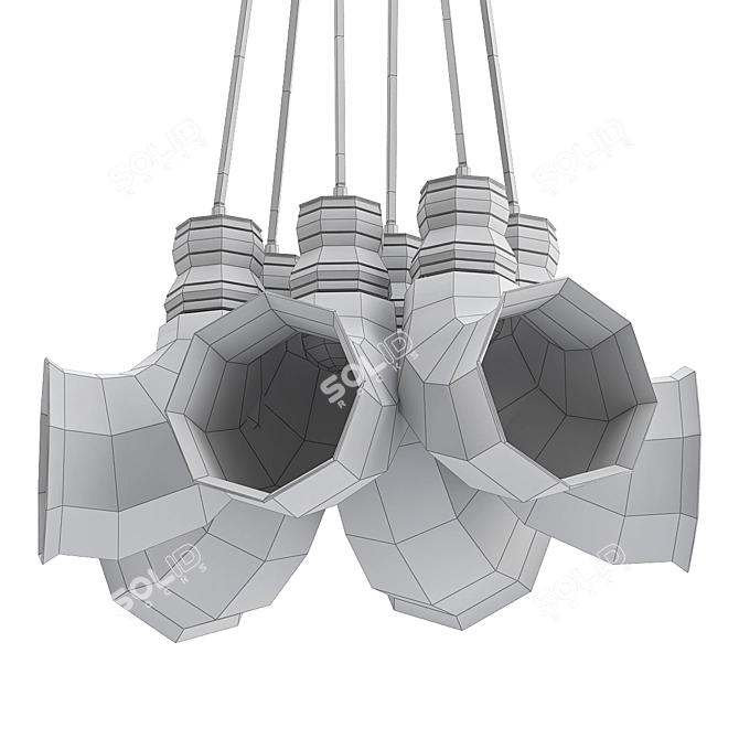 Sleek Glass Horn Pendant Light 3D model image 2