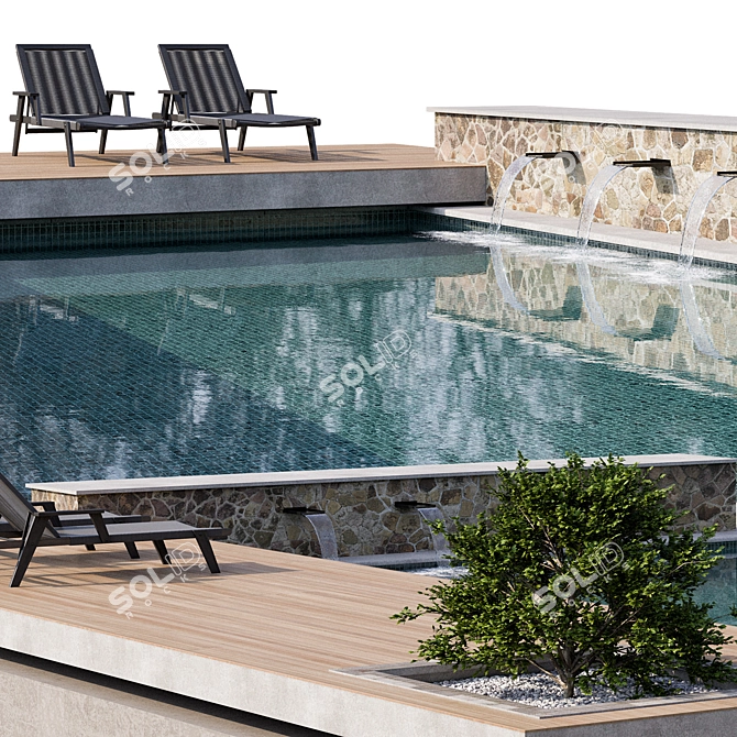 Sleek Pool Design with Realistic Details! 3D model image 2