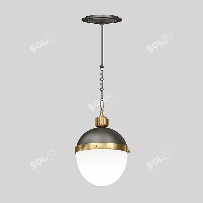 Modern Otis Pendant with Metal and Matte Glass 3D model image 2