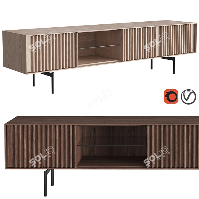 Modern TV Stand with Glass Shelf - KA-BERA 005 3D model image 1