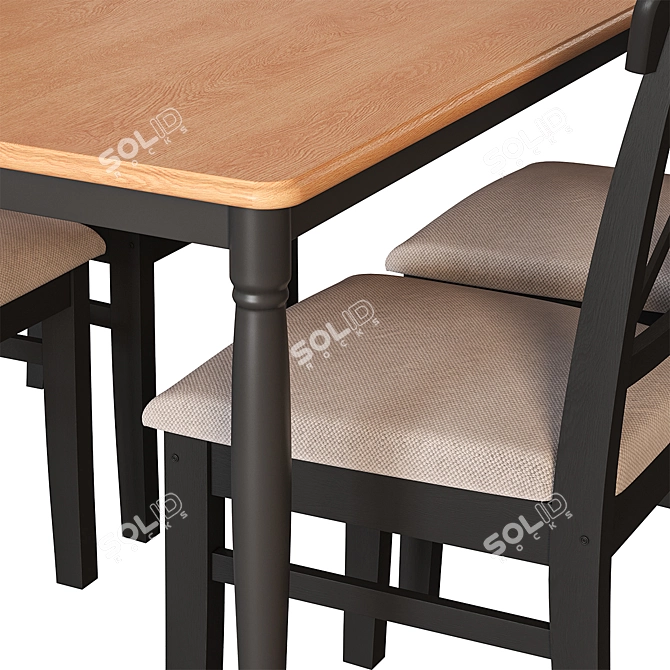 Modern Black and White Ikea Table and Chair Set 3D model image 13