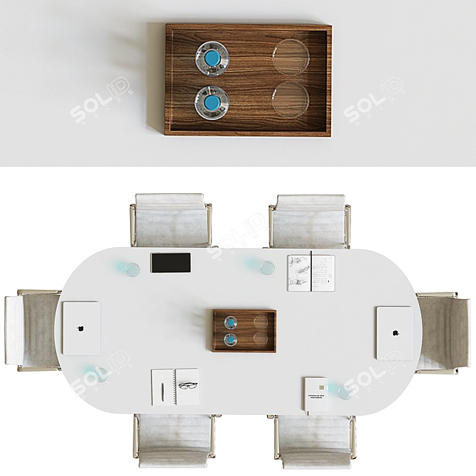 Sleek White Conference Table 3D model image 4